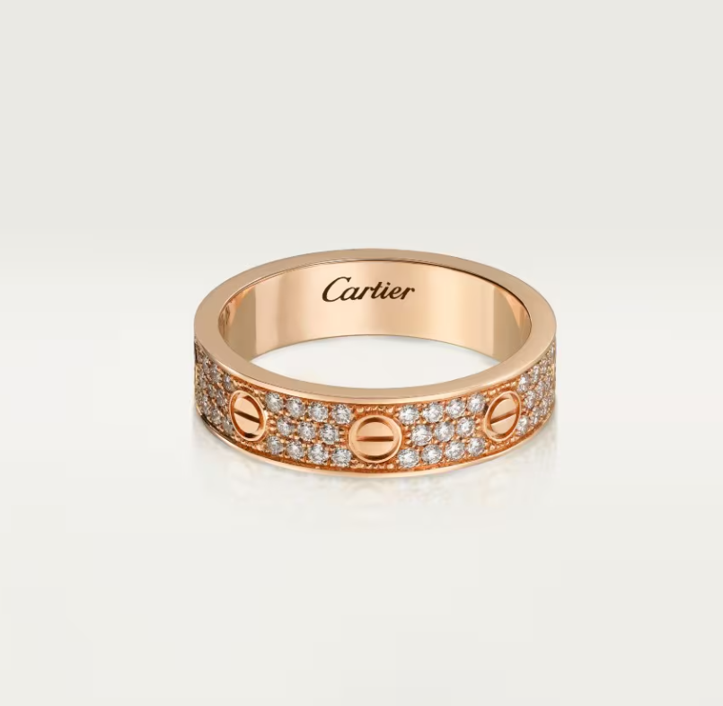 [Auream]LOVE RING 4mm-wide full-diamond ring Rose Gold