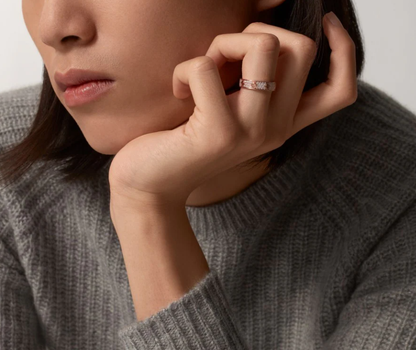 [Auream]LOVE RING 4mm-wide full-diamond ring Rose Gold