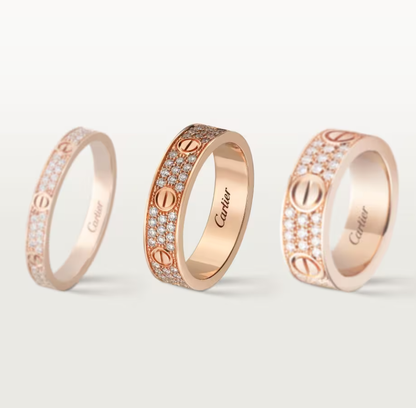 [Auream]LOVE RING 4mm-wide full-diamond ring Rose Gold