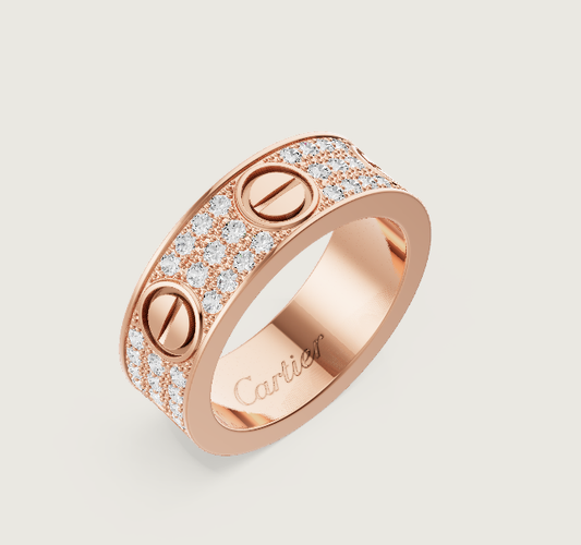 [Auream]LOVE RING 6.5mm-wide full-diamond ring Rose Gold