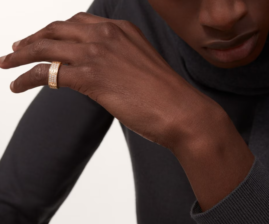 [Auream]LOVE RING 6.5mm-wide full-diamond ring Rose Gold
