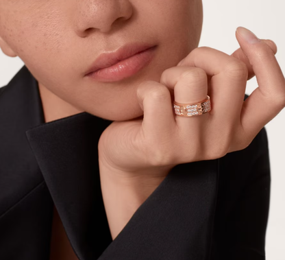 [Auream]LOVE RING 6.5mm-wide full-diamond ring Rose Gold