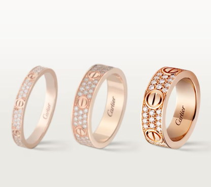 [Auream]LOVE RING 6.5mm-wide full-diamond ring Rose Gold