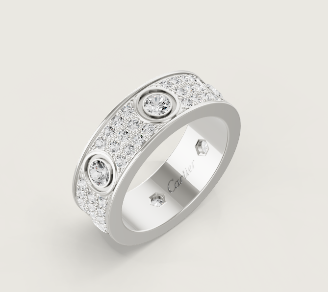 [Auream]LOVE RING 6.5MM Full Diamond, 6 Major Diamonds Silver
