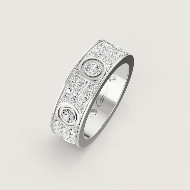 [Auream]LOVE RING 6.5MM Full Diamond, 6 Major Diamonds Silver