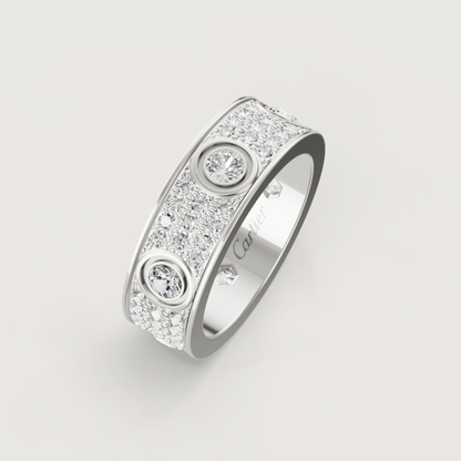 [Auream]LOVE RING 6.5MM Full Diamond, 6 Major Diamonds Silver