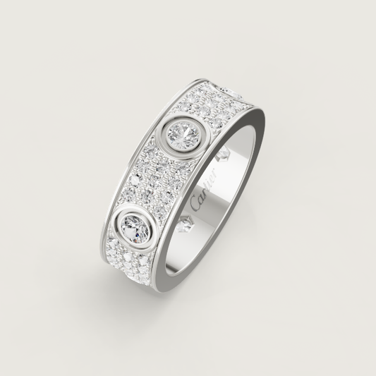 [Auream]LOVE RING 6.5MM Full Diamond, 6 Major Diamonds Silver