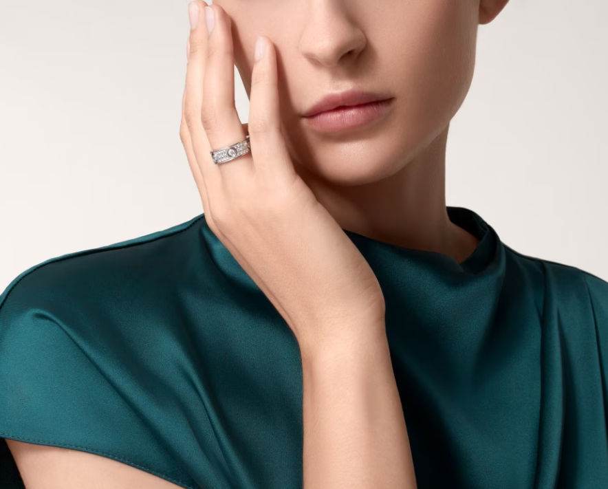 [Auream]LOVE RING 6.5MM Full Diamond, 6 Major Diamonds Silver