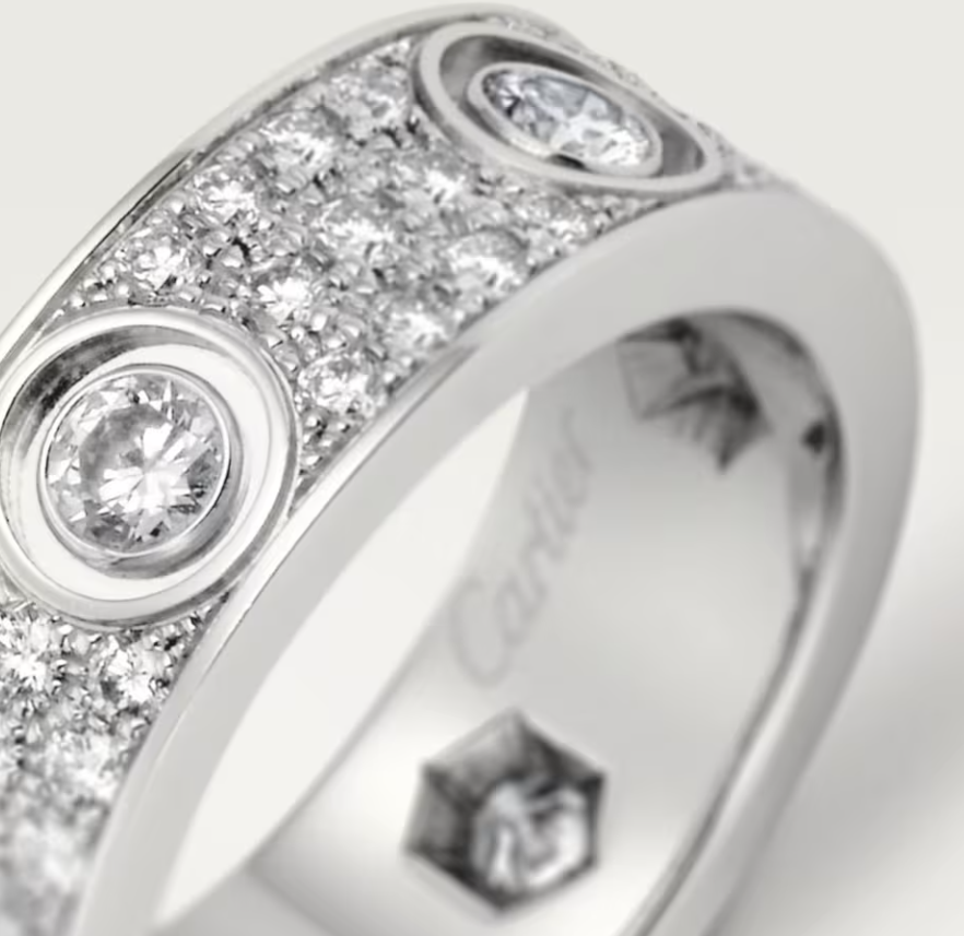 [Auream]LOVE RING 6.5MM Full Diamond, 6 Major Diamonds Silver
