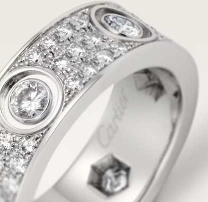 [Auream]LOVE RING 6.5MM Full Diamond, 6 Major Diamonds Silver