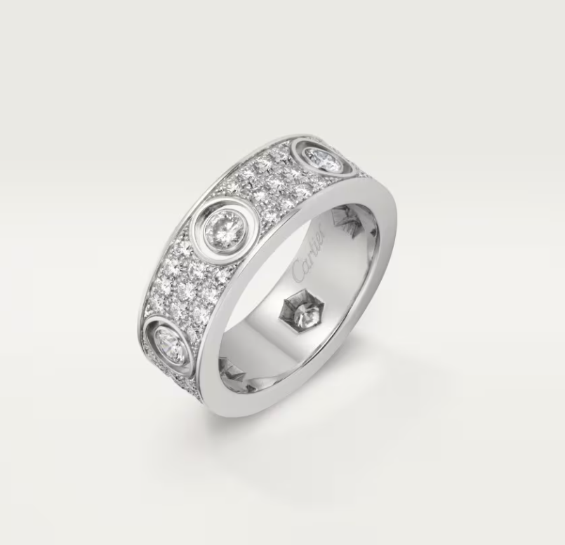 [Auream]LOVE RING 6.5MM Full Diamond, 6 Major Diamonds Silver