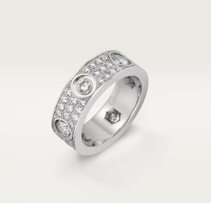 [Auream]LOVE RING 6.5MM Full Diamond, 6 Major Diamonds Silver
