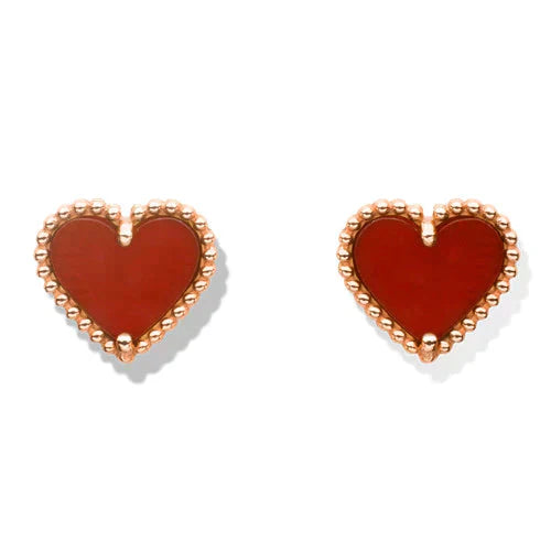 [Auream]HEART CARNELIAN STUD EARRINGS