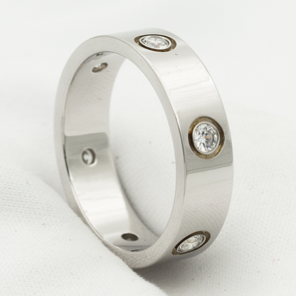 [Auream]LOVE RING 5.5MM 6 DIAMONDS SILVER