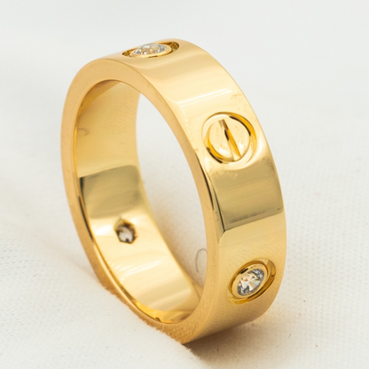 [Auream]LOVE RING 5.5MM 3 DIAMONDS PINK GOLD