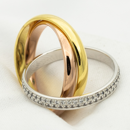[Auream Jewelry]TRINITY RING GOLD PINK GOLD SILVER DIAMONDS