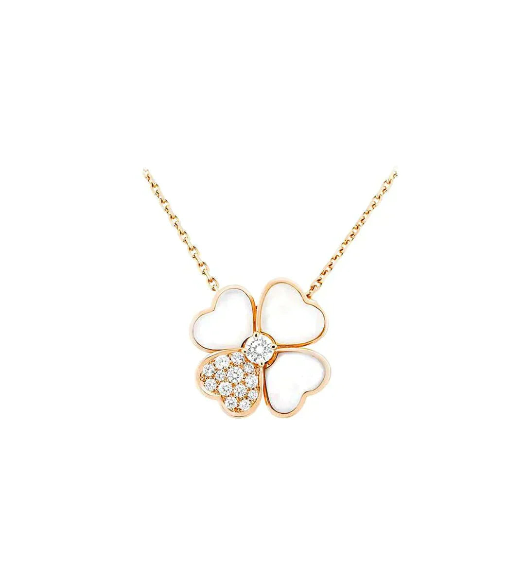 [Auream]CLOVER MOP DIAMOND ROSE GOLD NECKLACE