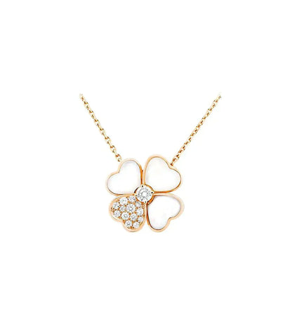 [Auream]CLOVER MOP DIAMOND ROSE GOLD NECKLACE