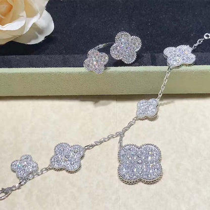[Auream]CLOVER 6 MOTIFS SILVER DIAMOND BRACELET