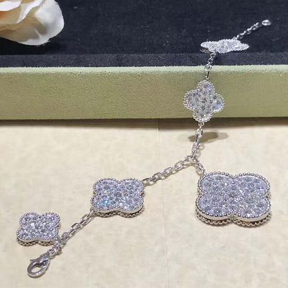 [Auream]CLOVER 6 MOTIFS SILVER DIAMOND BRACELET