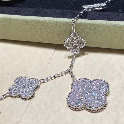 [Auream]CLOVER 6 MOTIFS SILVER DIAMOND BRACELET