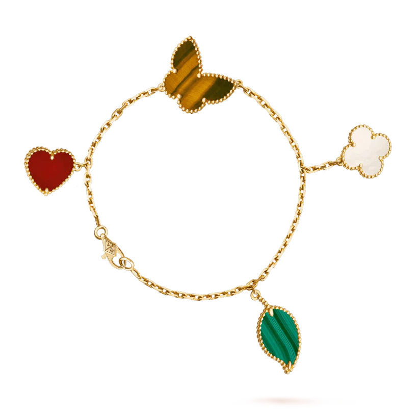 [Auream]LUCKY SPRING 5 MOTIF GOLD BRACELET