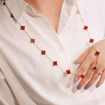 [Auream]CLOVER 20 MOTIFS CARNELIAN NECKLACE