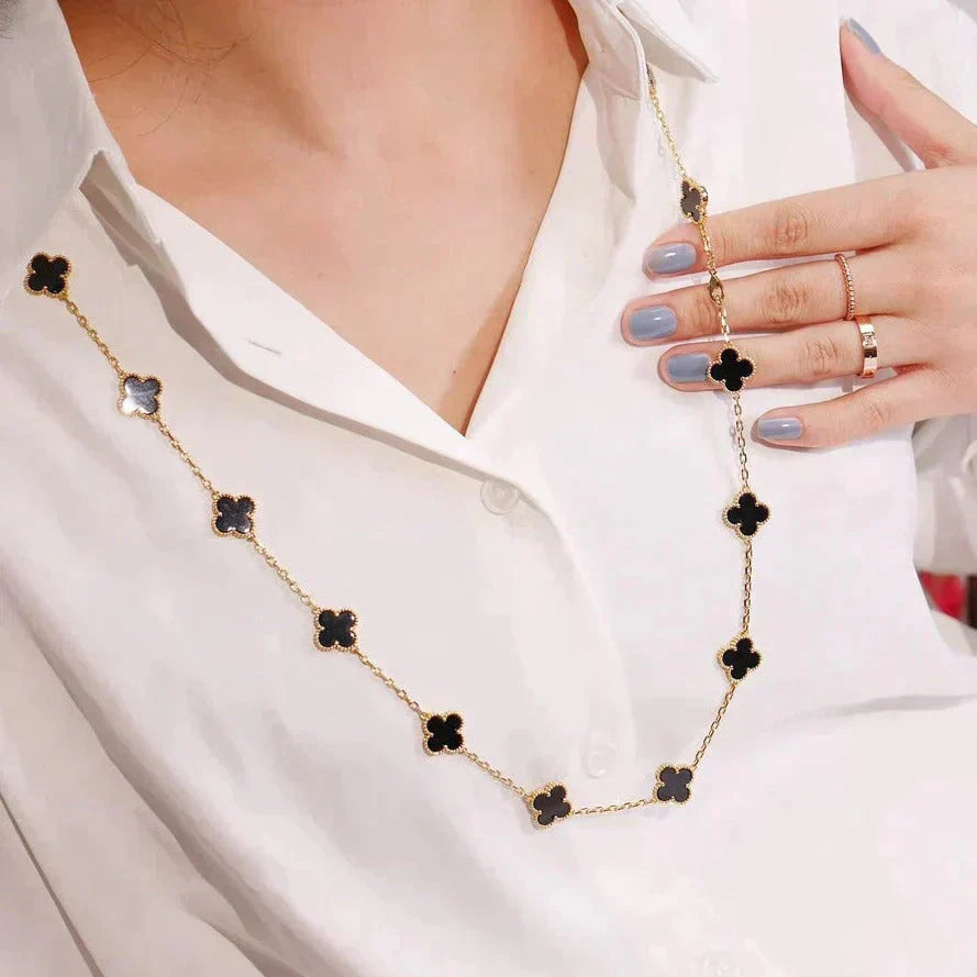 [Auream]CLOVER 20 MOTIFS ONYX NECKLACE
