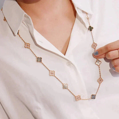 [Auream]CLOVER 20 MOTIFS DARK MOP DIAMOND  NECKLACE