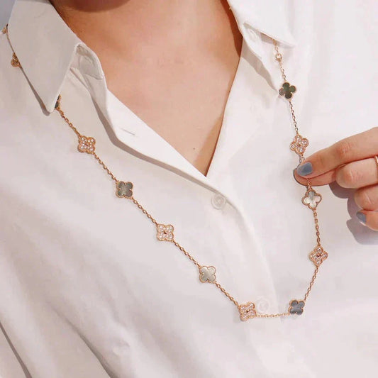 [Auream]CLOVER 20 MOTIFS DARK MOP DIAMOND  NECKLACE