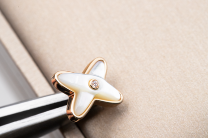[Auream]JEUX DE WHITE MOP PINK GOLD DIAMOND EARRINGS