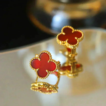[Auream]CLOVER MEDIUM 1 MOTIFS CARNELIAN  EARRINGS
