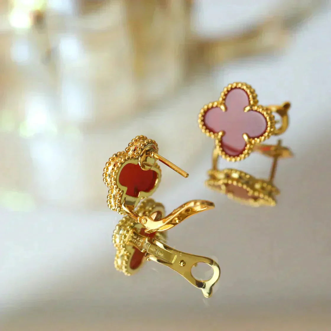 [Auream]CLOVER MEDIUM 1 MOTIFS CARNELIAN  EARRINGS