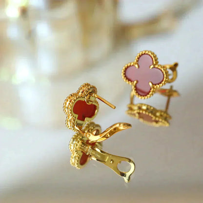 [Auream]CLOVER MEDIUM 1 MOTIFS CARNELIAN  EARRINGS