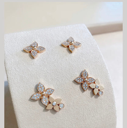 [Auream]STAR BLOSSOM STUD EARRINGS PINK GOLD DIAMONDS