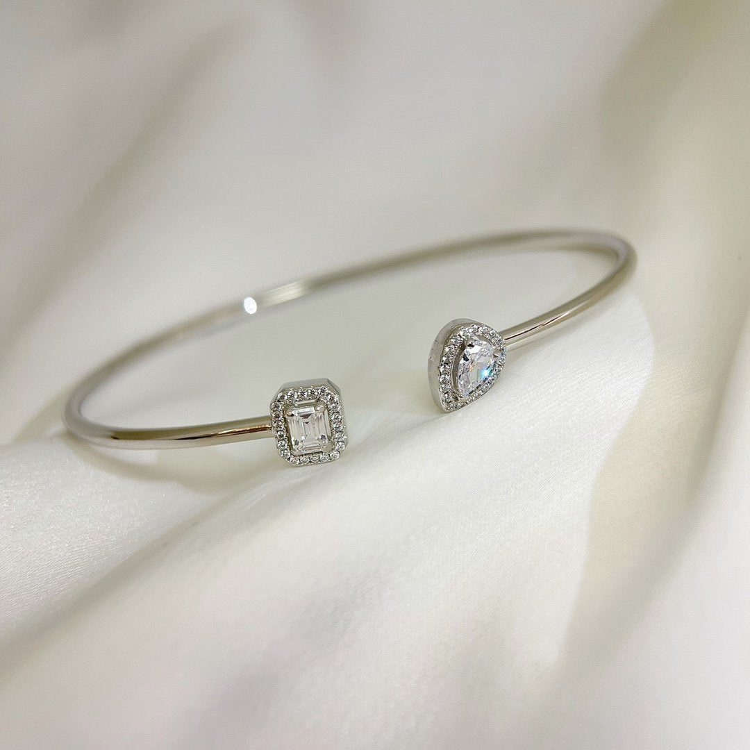 [Auream]JONC FLEX MY TWIN TOI & MOI SILVER DIAMOND BRACELET