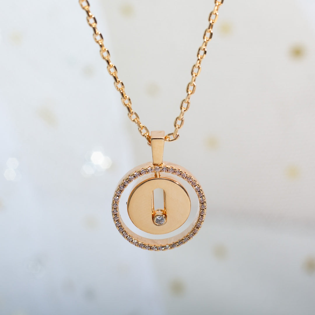 [Auream]Demo MOVE PM NECKLACE PINK GOLD DIAMOND