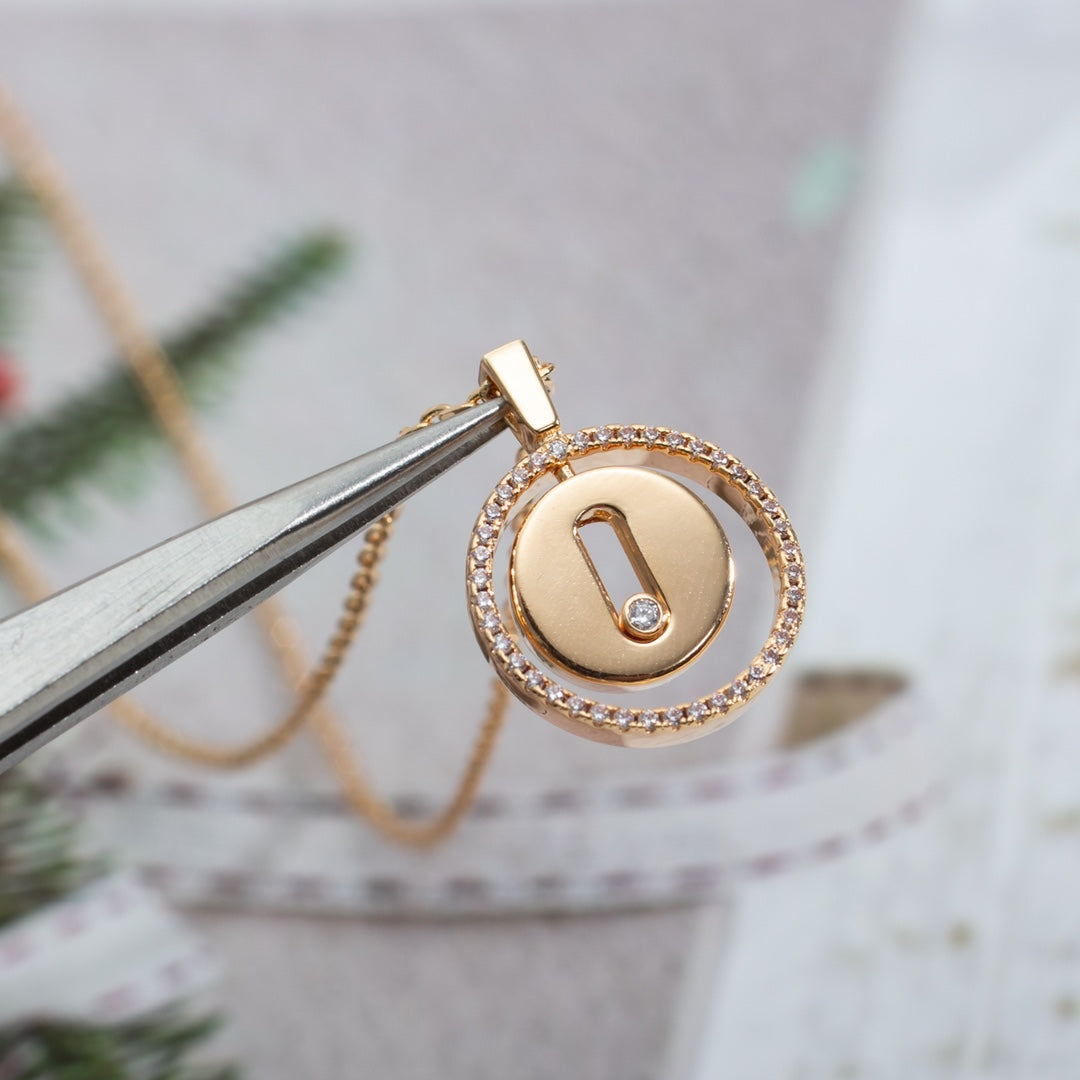 [Auream]Demo MOVE PM NECKLACE PINK GOLD DIAMOND