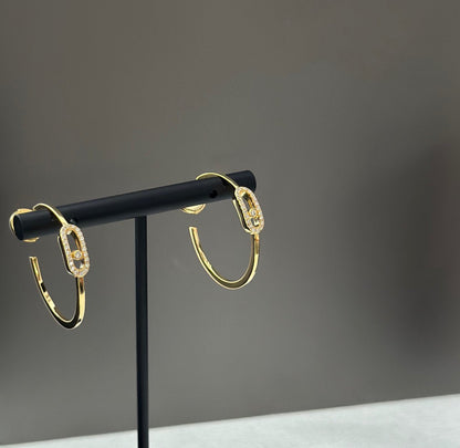 [Auream]CREOLES MOVE UNO PM DIAMOND EARRINGS