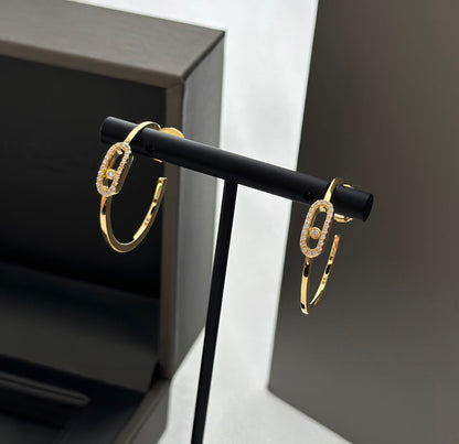 [Auream]CREOLES MOVE UNO PM DIAMOND EARRINGS