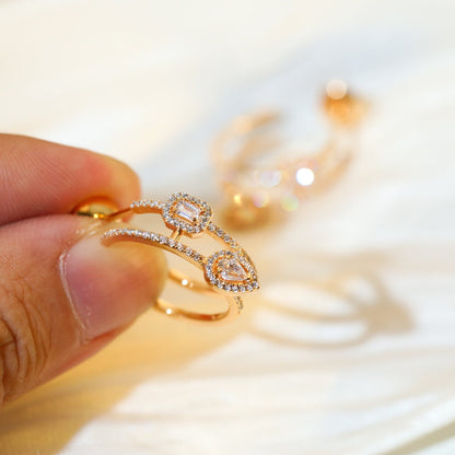 [Auream]CREOLES MY TWIN 2 RANGS SILVER DIAMOND EARRINGS