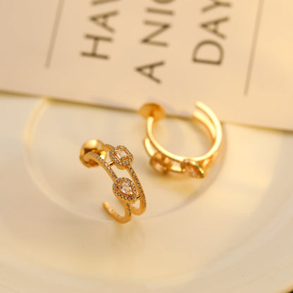 [Auream]CREOLES MY TWIN 2 RANGS SILVER DIAMOND EARRINGS