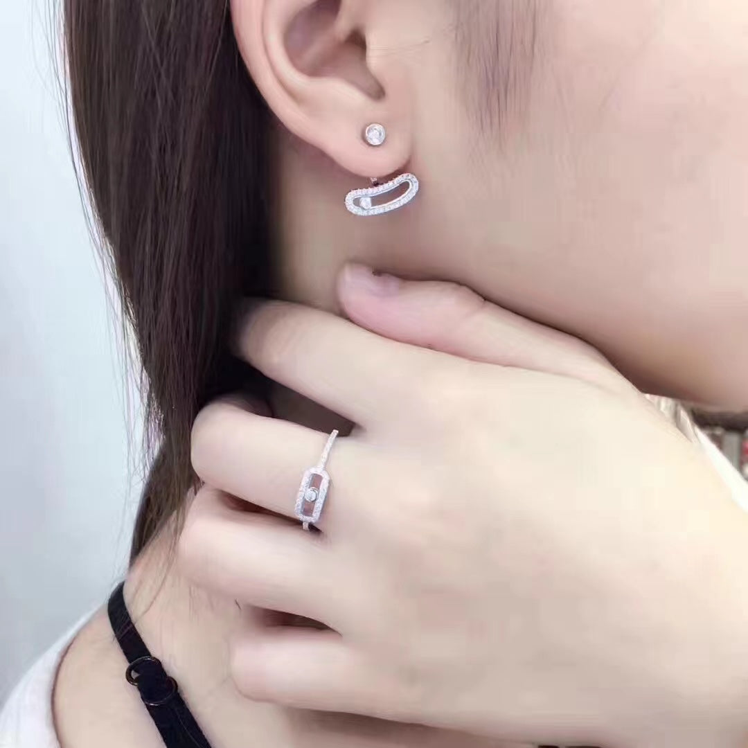 [Auream]MOVE UNO SILVER DIAMOND EARRINGS