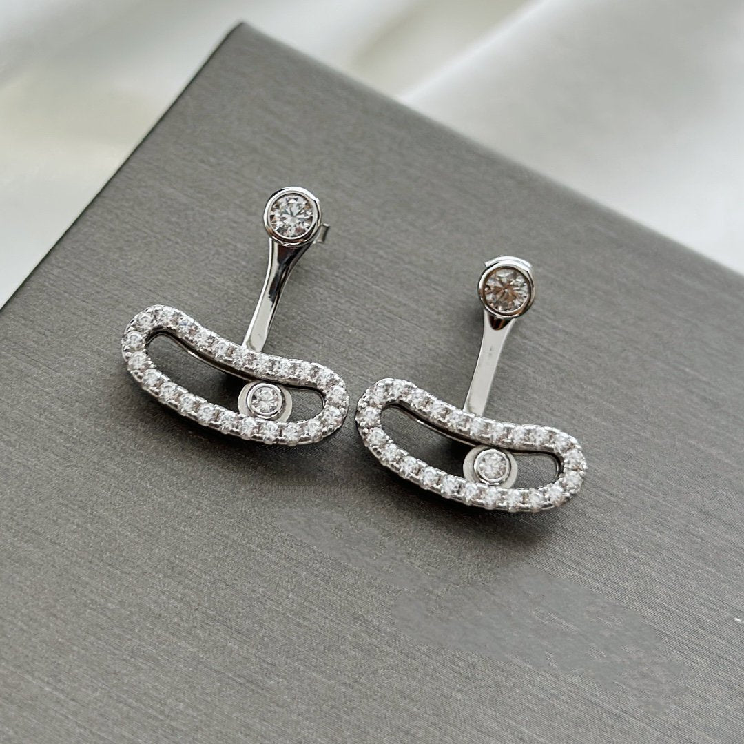 [Auream]MOVE UNO SILVER DIAMOND EARRINGS