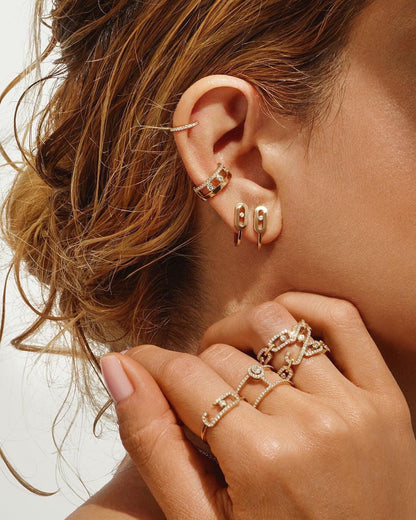 [Auream]CREOLES MOVE UNO MINI 1 DIAMOND EARRINGS