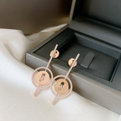 [Auream]Demo MOVE ARROW PINK GOLD DIAMOND EARRINGS