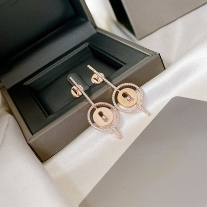[Auream]Demo MOVE ARROW PINK GOLD DIAMOND EARRINGS