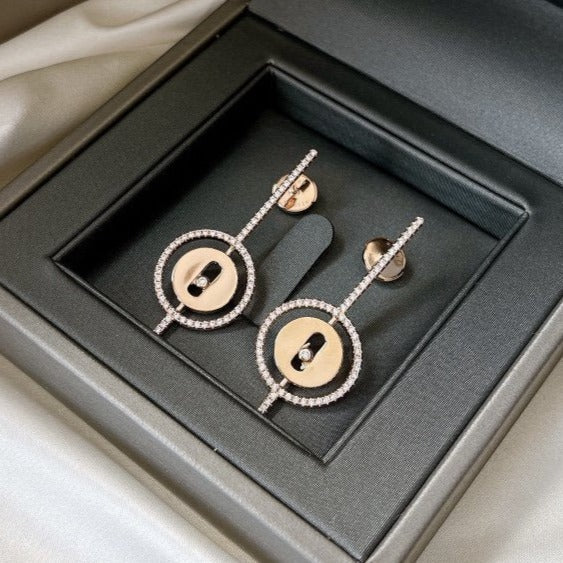 [Auream]Demo MOVE ARROW PINK GOLD DIAMOND EARRINGS