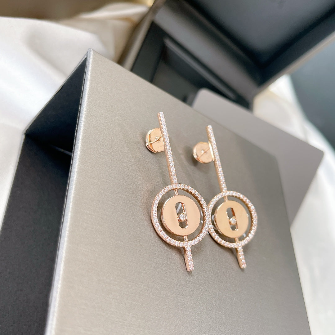 [Auream]Demo MOVE ARROW PINK GOLD DIAMOND EARRINGS