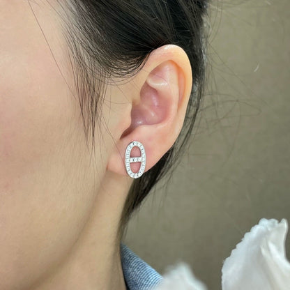 [Auream]HM FULL DIAMOND PIG NOSE STUD EARRINGS